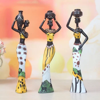 3ks Retro Váza Africkej Ženy Socha Exotické Živice Kultúry Figúrky Set pre Domáce Hotel Obývacia Izba Dekorácie, Remeselné Ozdoby Vy