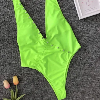 Ženské Perličiek Plavky Násobne Bikini Hot Predaj jednodielne Plavky Ženy V krku Sexy Backless plavky Plavky, plavky pre