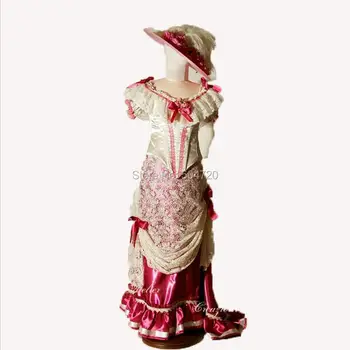 Na mieru! červená Vojvodkyňa Kráľovnej márii Antoinette Obdobie Maškaráda Divadlo Občianskej vojny Šaty šaty HL-293