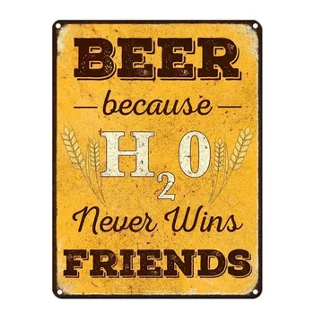 Vtipné Pivo Tin Znamenie ,Pivo, Pretože H20 Nikdy Výhry Priatelia! Vtipné Pivo Značky,Kovové Prihlásiť