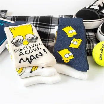 Simpson Bavlna Ženy Muži Cartoon Posádky Zábavné Ponožky Roztomilý Módne Unisex Bežné Muži Radi Simpsonovci Ponožky Žena Dievča Meias Sokken