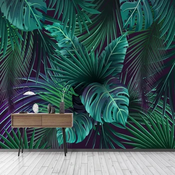 Milofi vlastné 3D tapeta nástenná maľba Európskej retro rastliny dažďového pralesa banán leaf pozadí stene obývacej izby, spálne dekorácie bolesti