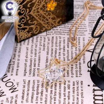Móda Duté Star Klietka Vytvorená Crystal Vyhlásenie Náhrdelník Ženy Dlhé Á Zlata Reťazca Náhrdelníky & Prívesky, Šperky Collier