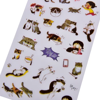 HORÚCE 6 Ks/Pack Kórea Transparentné Pvc Samolepky Cute Cat Denník fotoalbum Samolepky Pre Školské A Kancelárske Písacie potreby