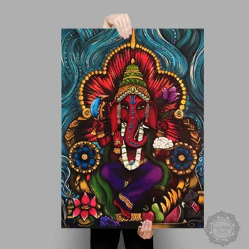 Moderné Plátno na Maľovanie Moderné Nástenné Umenie fotografie, Hinduistický Boh Ganeš Plátno Plagáty a Výtlačkov Pre Domova tablo bilder