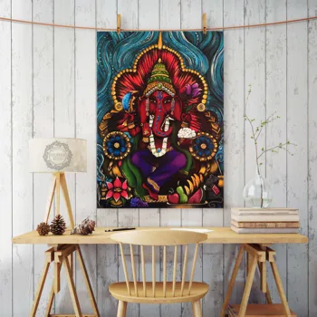 Moderné Plátno na Maľovanie Moderné Nástenné Umenie fotografie, Hinduistický Boh Ganeš Plátno Plagáty a Výtlačkov Pre Domova tablo bilder