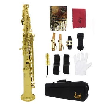 Vysoká Kvalita LADE Bb Mosadz Soprán Saxofón SAX Krásne Lakované Zlate Tela a Kľúče