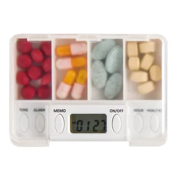4 Mriežky Inteligentný Časovač Pripomienka Tabletky Box Organizátor Skladovanie Pilulku Prípade Propagáciu Cenu