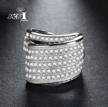 YaYI Šperky, Módne Princezná Rez 3.4 CT Biely Zirkón Strieborná Farba Zásnubné Prstene snubné Prstene Strany Krúžky