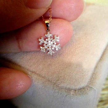 Veľká snehová Vločka prívesok náhrdelník Luxusne jemné Šperky Nový Dizajn s prírodné diamanty, šperky pre svadbu