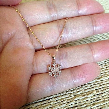 Veľká snehová Vločka prívesok náhrdelník Luxusne jemné Šperky Nový Dizajn s prírodné diamanty, šperky pre svadbu