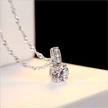 S925 čisté striebro prívesok náhrdelníky pre ženy veľký Číry Zirkón reťazca choker náhrdelník Momenty jemné jerwelry lady dievča dary