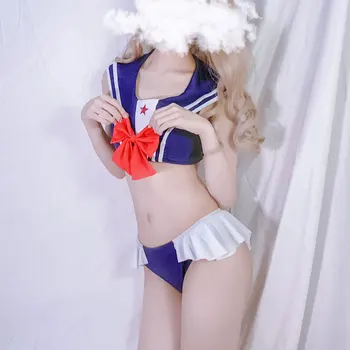 Roztomilý Žien Sexy Lolita Volánikmi priesvitný Set spodnej Bielizne Japonskom Anime Sailor Moon Kawaii Námorník Vyhovovali Podprsenka & Stručný Nastaviť Študent Navy