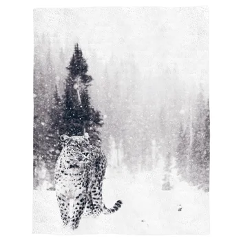 Les Snehu Voľne Žijúcich Zvierat Leopard Flanelové Fleece Posteľ Deka Prehoz Cez Posteľ Prehoz Posteľ Kryt Mäkké, Ľahké, Teplé Príjemné Deky
