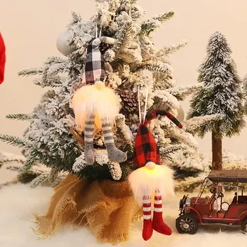 Vianočné Dovolenku DIY Dekorácie Roztomilý Gnome Bábika S Svetelné Vianočné Bábika Prívesok Vianočný Stromček, Závesné Dekorácie DT02