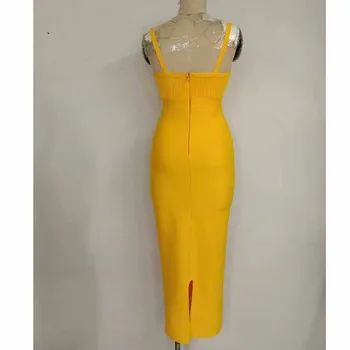 ERDAOBEN 2019 nové letné ženy strana dlho dressstrapless žltá červená sexy šaty club bodycon obväz šaty P253