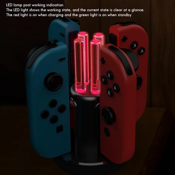 AM05-Rukoväť Radič Nabíjací pre Nintendo Prepínač Nabíjanie Dock pre Prepínanie Radosť-Con 4 v 1 Nabíjania Farebné Svetlo Stĺpec