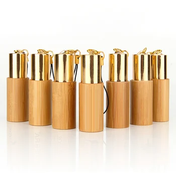 3ks 5ML Prírodného Bambusu Naplniteľné Prázdne Základné Parfum Vôňa Fľaša Kozmetické Základné Aromaterapia Fľašu s Laná