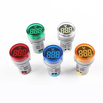 22 mm LED Napätie merací prístroj Mini Napätie meter Farebné AC 60V -500V Indikátor Voltmeter Žltá Zelená Modrá Biela