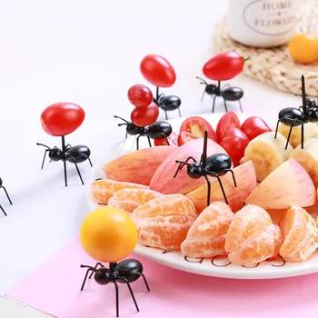 12Pc kuchynské pomôcky mini ant ovocie vidlica plastové ovocie dekorácie kuchyňa tovar kuchyňa bar riadu, kuchynské doplnky, J
