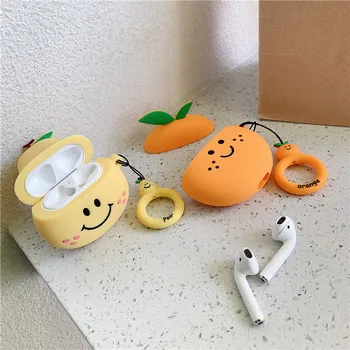 Pre Apple Wireless Bluetooth Slúchadlo Airpods 1/2 3D Roztomilý Kreslený Ovocie vodný Melón Orange Hruška Broskyňa Silikónový ochranný Kryt