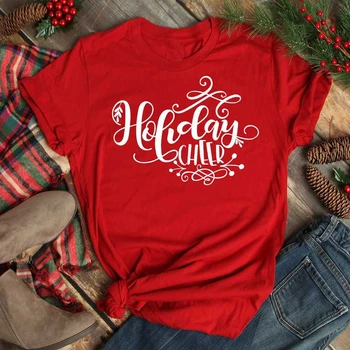 Dovolenka fandiť vianočné tričko pekný slogan ženy fashion street style dovolenku strany darček mladých štýl t-shirt tee top K682