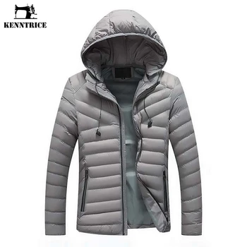 KENNTRICE Zimné Kabáty Pre Mužov Jeseň Svetlo Jednoduchá Zimná Prešívaná Bunda Slim Fit s Kapucňou Mužov Vetrovka Vysokej Kvality