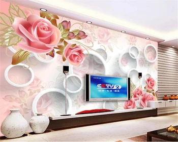Beibehang Vlastnú tapetu nástenná maľba rose kruhu 3d tv obývacej izbe, spálni pozadie steny 3d tapeta abstraktných de parede 3d tapety