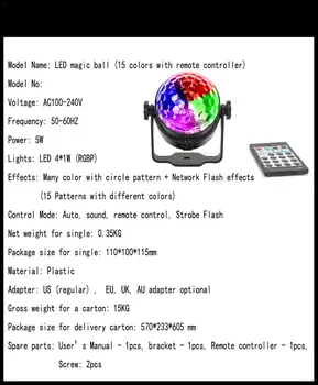 RGB LED Stroboskop Fáze Účinok Svetla Party DJ, Disco Strobe Light Laserový Projektor Diaľkové Ovládanie s Vlastným pohonom, Hlasové Ovládanie Blesku