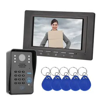 Káblové Video Dvere, Telefón, Intercom Zvonček S IR Kamera, 7-palcový RFID Heslo Nočné Videnie 1000 TV Line Systém Kontroly Prístupu