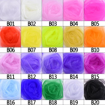 5M X 48 CM Multicolor Úplnej Crystal Organza Tylu Roll Textílie Pre Svadobné Party Manželstva Dekorácie Organza Stoličky Krídla Záclonky