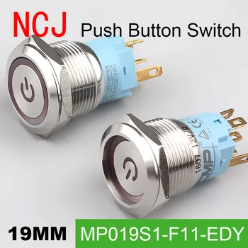 NCJ 19 mm Kovové Tlačidlo Prepnúť IP67 Udržiavané Alternatívne & Momentálne tlačidlo prepínač s LED lampou 5A