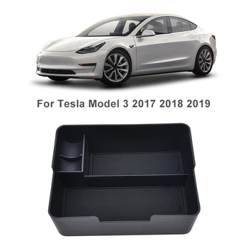 SPEEDWOW Auto Strednej Opierke Úložný Box stredovej Konzoly Organizátor Prípade Tesla Model 3 2017 2018 2019 Auto Interiérové Doplnky