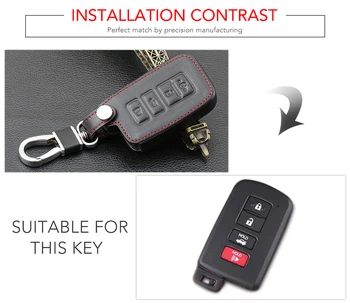 4Buttons pravej Kože Fob Prípade Kryt Držiak Pre Toyota Camry RAV4 Diaľkové Smart Key