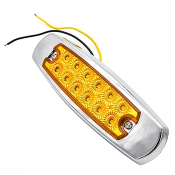 2 ks Nákladných Prívesov Bočné Svetlo 12LED Plastové Pokovovanie Auto Bočné Svetlo Žltá Zvýrazniť LED Reflektor