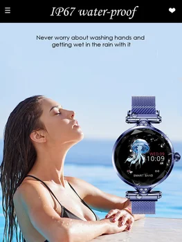 H1 Smartwatch Ženy Srdcového tepu Fitness Tracker Krokomer Smartwatch Bluetooth Vodotesný Pre Android/IOS Inteligentný Náramok