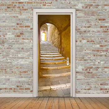 2ks/set Kamennými schodmi Stene Nálepku Európsky Štýl Dverí Nálepky Domov Spálňa, Obývacia Izba Dekor Plagát Nepremokavé adesivo de pa