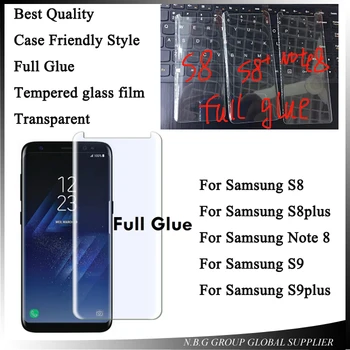 50pcs/veľa Plný lepidlo verzia obrazovky pre Samsung Galaxy S8 S8 Plus Poznámka 8 S9 S9plus plný lepidlo Prípade Priateľské tvrdené sklo