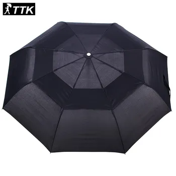 Top Vysoká kvalita mužov Vetru Dáždnik muž Obchodné Automatické Tri Skladacie paraguas Človeka parasol veľký výpredaj