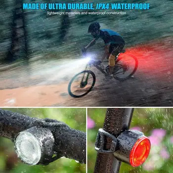 USB Nabíjateľné Svetlo na Bicykel Nastaviť Nepremokavé Lítiové Batérie, Super Svetlé Zadné LED Bicyklov Svetla na Koni zadné Svetlá 6 Svetelného Režimu