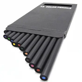12 KS/súbor 12 rôznych farieb, farebné ceruzky, farebné ceruzky školy študentov vysokej kvality čierna drevená ceruzka