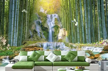Prispôsobiť Borovicového lesa vodopád tapety pre deti izba, Obývacia izba, spálňa 3D tapety nástenná maľba
