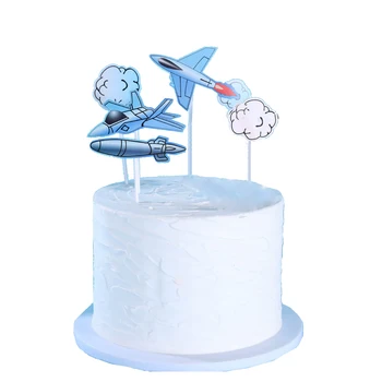 Modrý Oblak Horúceho Vzduchu Balón, Lietadlo Happy Birthday List Detí Tému Narodeninovú Tortu Dekorácie príznak Nastavený