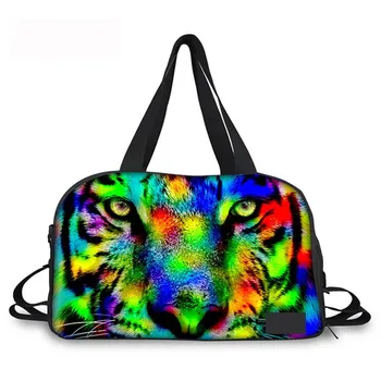 Hlučné Vzory 3D Multicolor Tiger Tlač Ženy Business Travel Bag Skladacia Lady Cestovné Duffle Tote Kufor A cestovnú Tašku