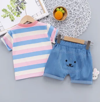 Teenster Letné Baby Deti Oblečenie Cartoon Králik Vytlačené Krátke Rukáv Tričko a šortky Casaul Malý Chlapec Oblečenie Set sa Batoľa Oblečenie