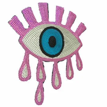2 KS Ružové Flitre Očné Škvrny na Oblečenie žehličky na/Šiť na očné Buľvy Sequined Patch Výšivky Appliques DIY Dekorácie, Doplnky