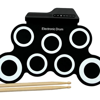 Digitálne Elektronické Roll Drum Pad Set Kit - Prenosné Silikónové USB 7 Podložky s dolné časti stehien Nohy Pedál Konektor pre Slúchadlá