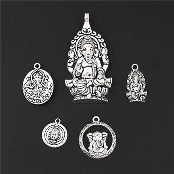 10pcs Mix Strieborná Farba Ganeš Slon Charms Buddha Prívesok Kovové Šperky, Takže HOBBY Ručné Accessorie M158