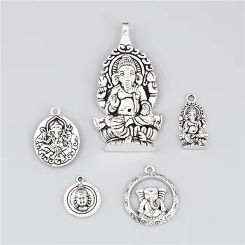 10pcs Mix Strieborná Farba Ganeš Slon Charms Buddha Prívesok Kovové Šperky, Takže HOBBY Ručné Accessorie M158