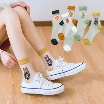 2020 Lete Nové Sexy Čipka Oka hodváb ovocie sieťovina Ponožky Vlákniny Transparentné Úsek Pružnosť Členok Čistý Priadza Tenké Ženy Ponožky
